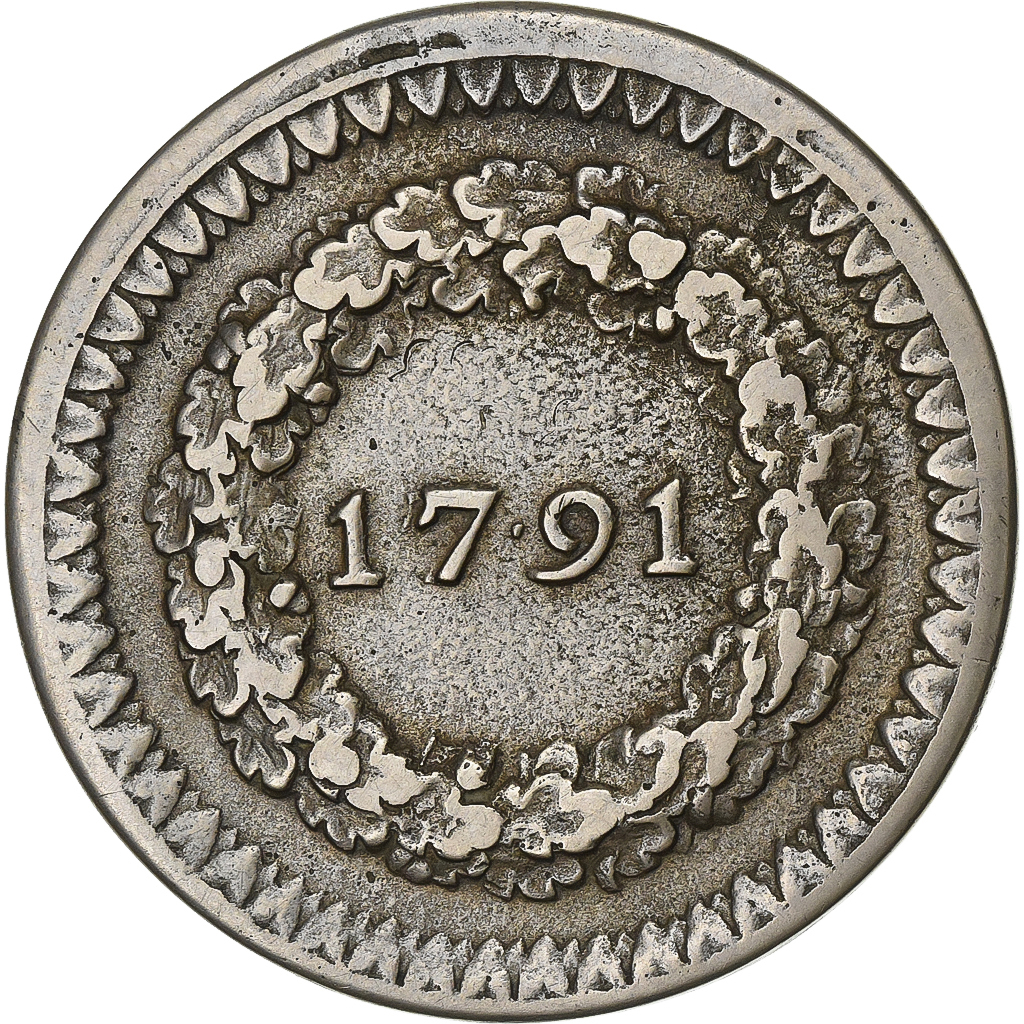 France, Dizain de l'abbé Rochon, 1791, Métal de cloche, VF