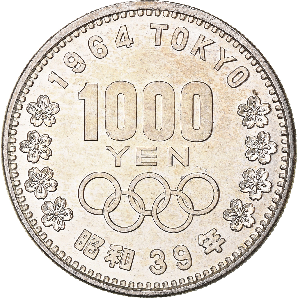 Japan, 1000 Yen, 1964 Summer Olympics, Tokyo, 1964, Silver, 