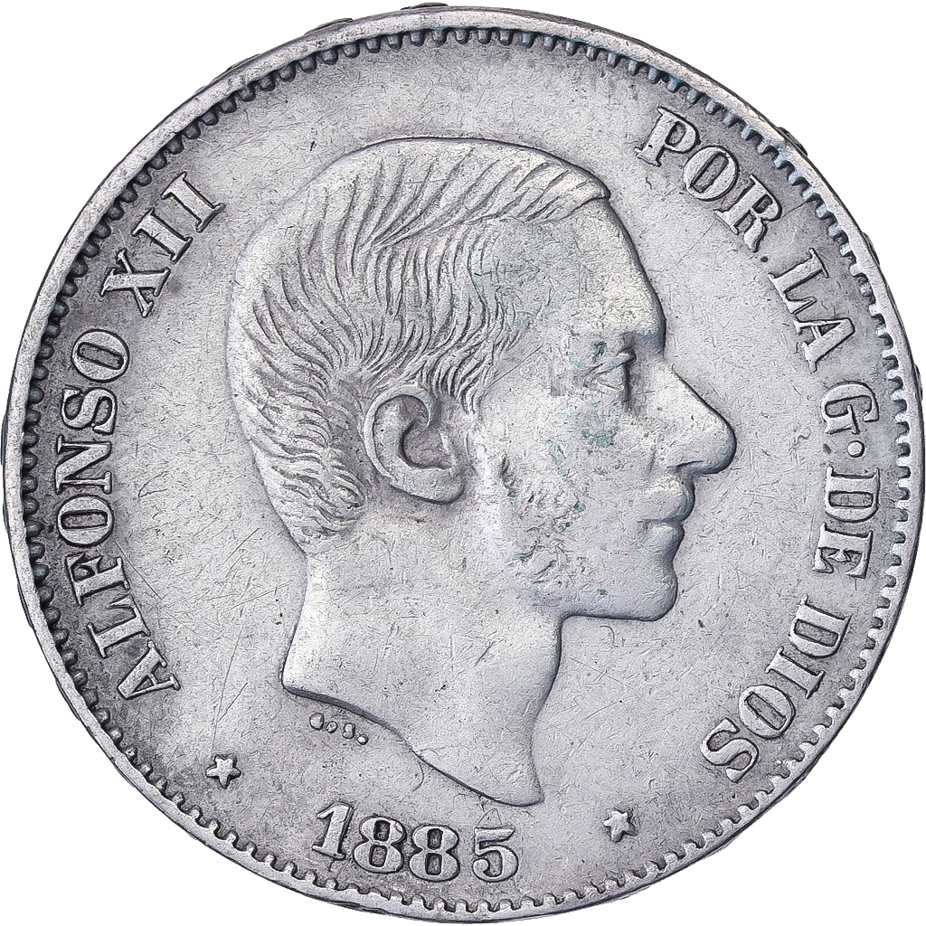 Philippines, Alfonso XII, 50 Centimos, 1885, Manila, Silver, 