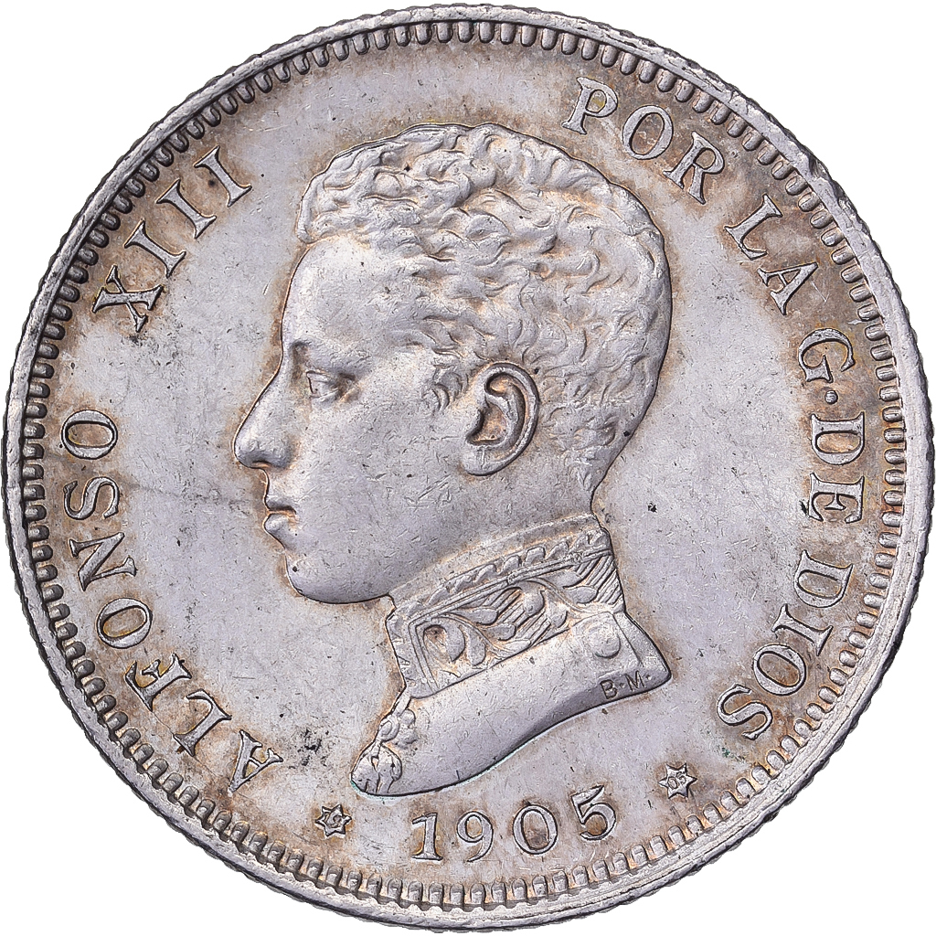 Spain, Alfonso XIII, 2 Pesetas, 1905, Madrid, Silver, 