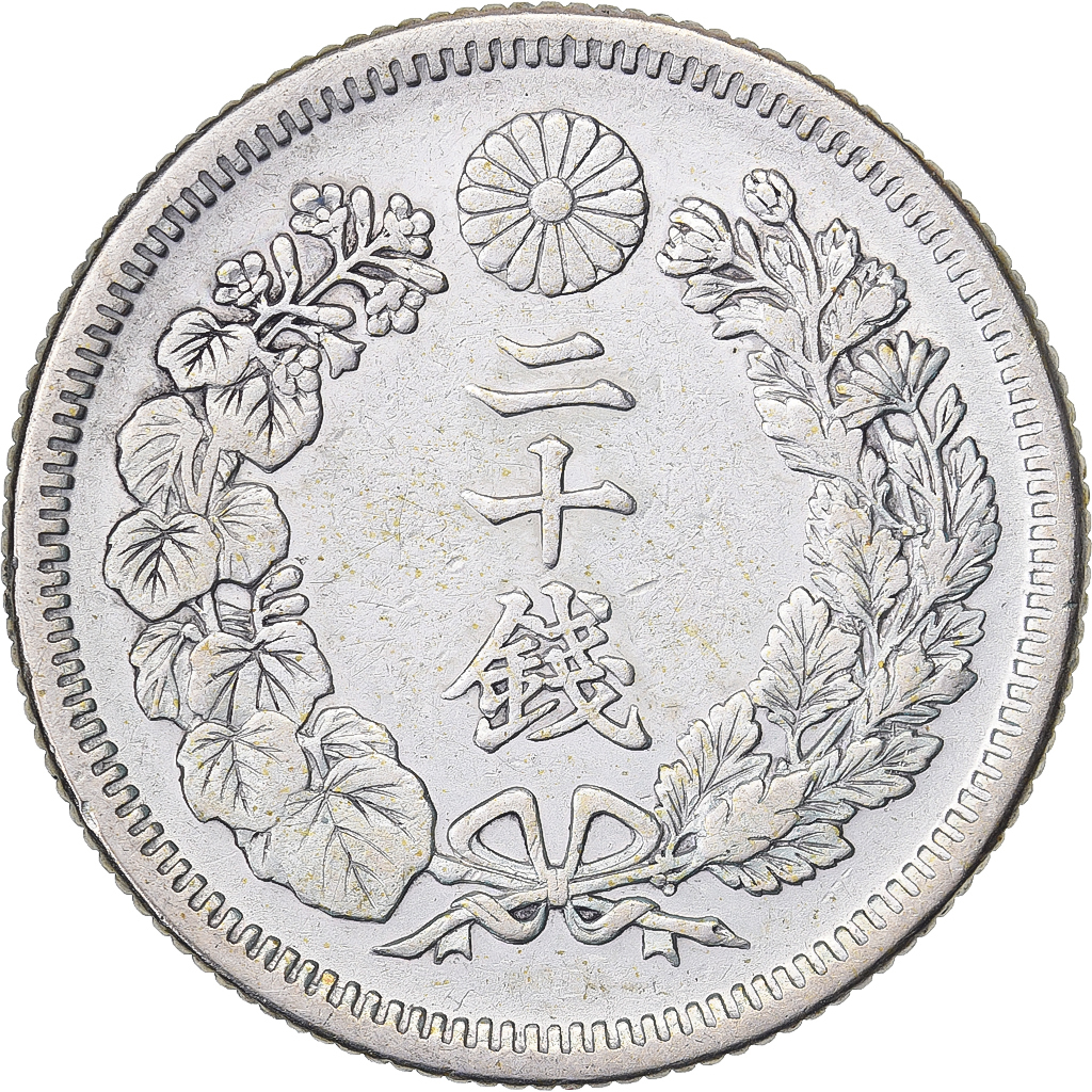Japan, Meiji, 20 Sen, Yr. 43 (1910), Silver, 