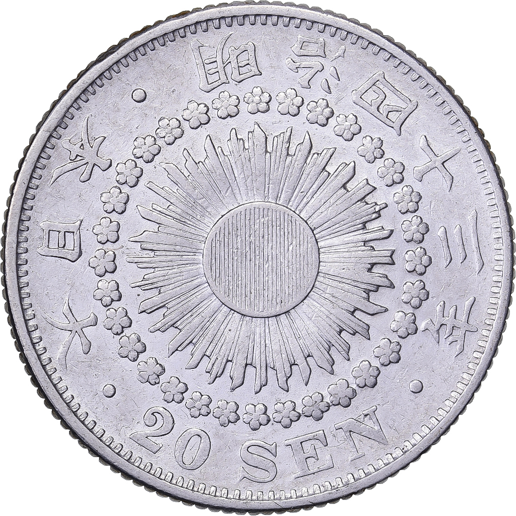 Japan, Meiji, 20 Sen, Yr. 43 (1910), Silver, 