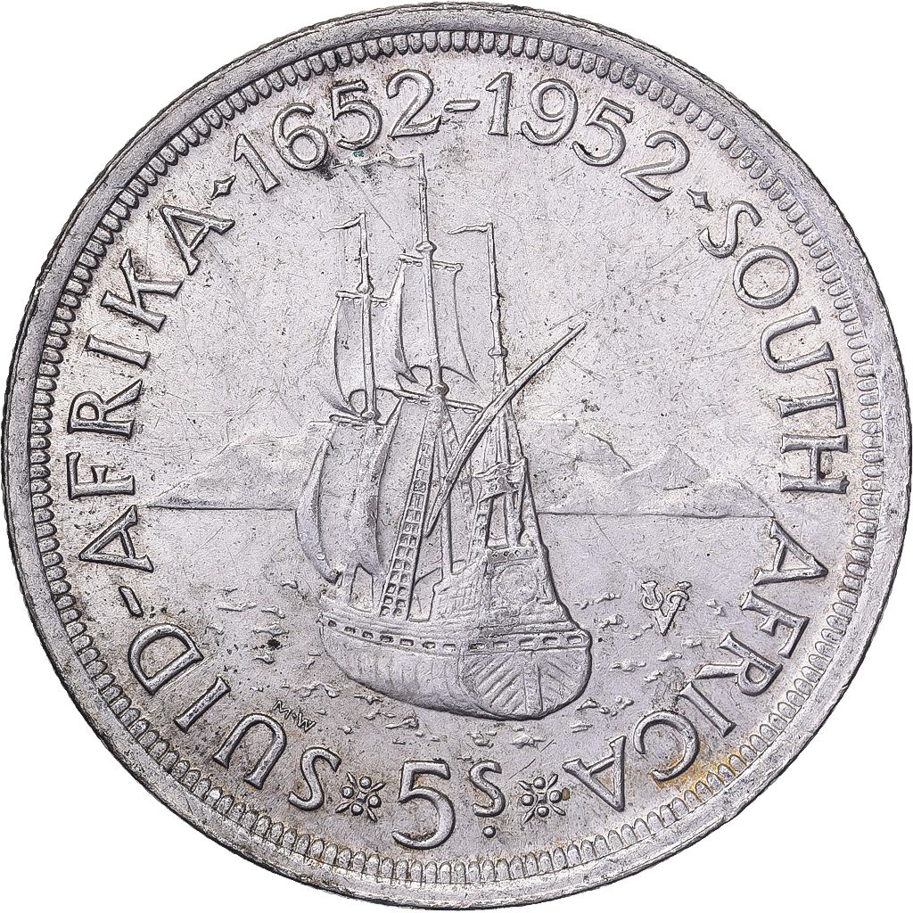 South Africa, George VI, 5 Shillings, 300 Years of Cape Town, 1952, Pretoria