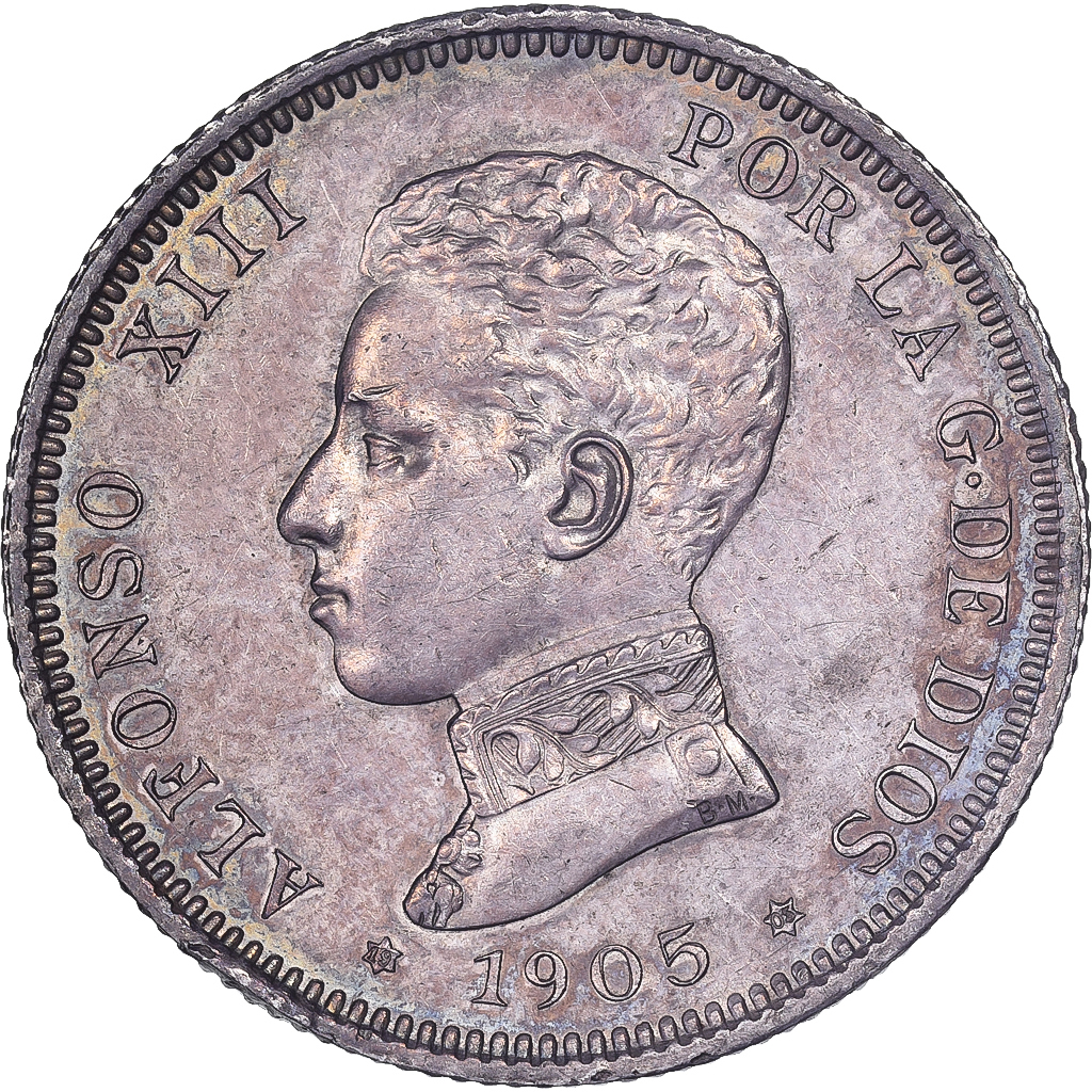 Spain, Alfonso XIII, 2 Pesetas, 1905, Madrid, Silver, 