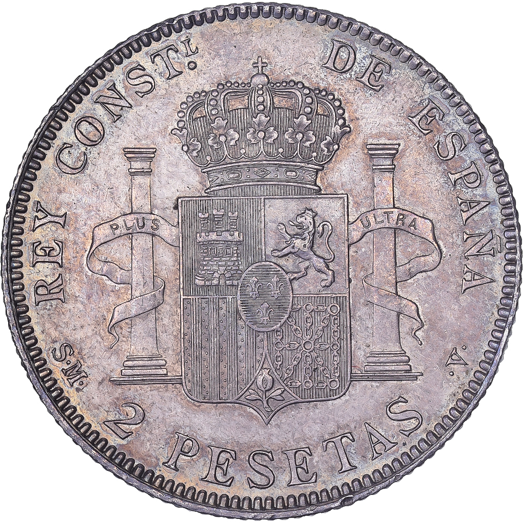 Spain, Alfonso XIII, 2 Pesetas, 1905, Madrid, Silver, 