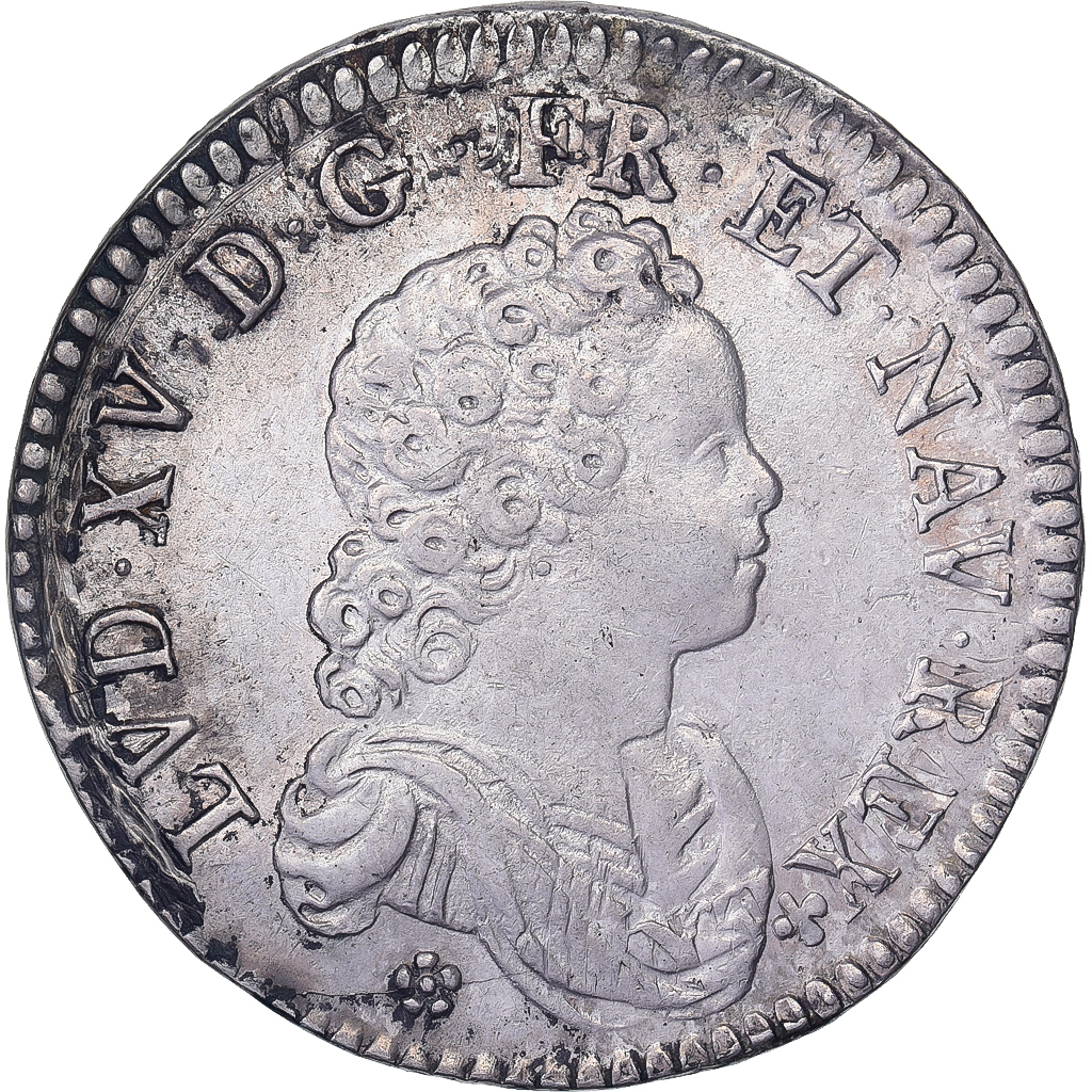 France, Louis XV, 1/2 Écu Vertugadin, 1716, Paris, Silver, AU