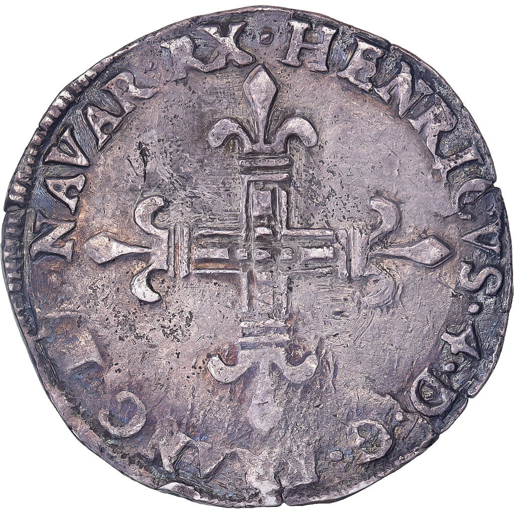 France, Henri IV, 1/4 Écu de Navarre, 1602, Saint-Palais, Silver, 