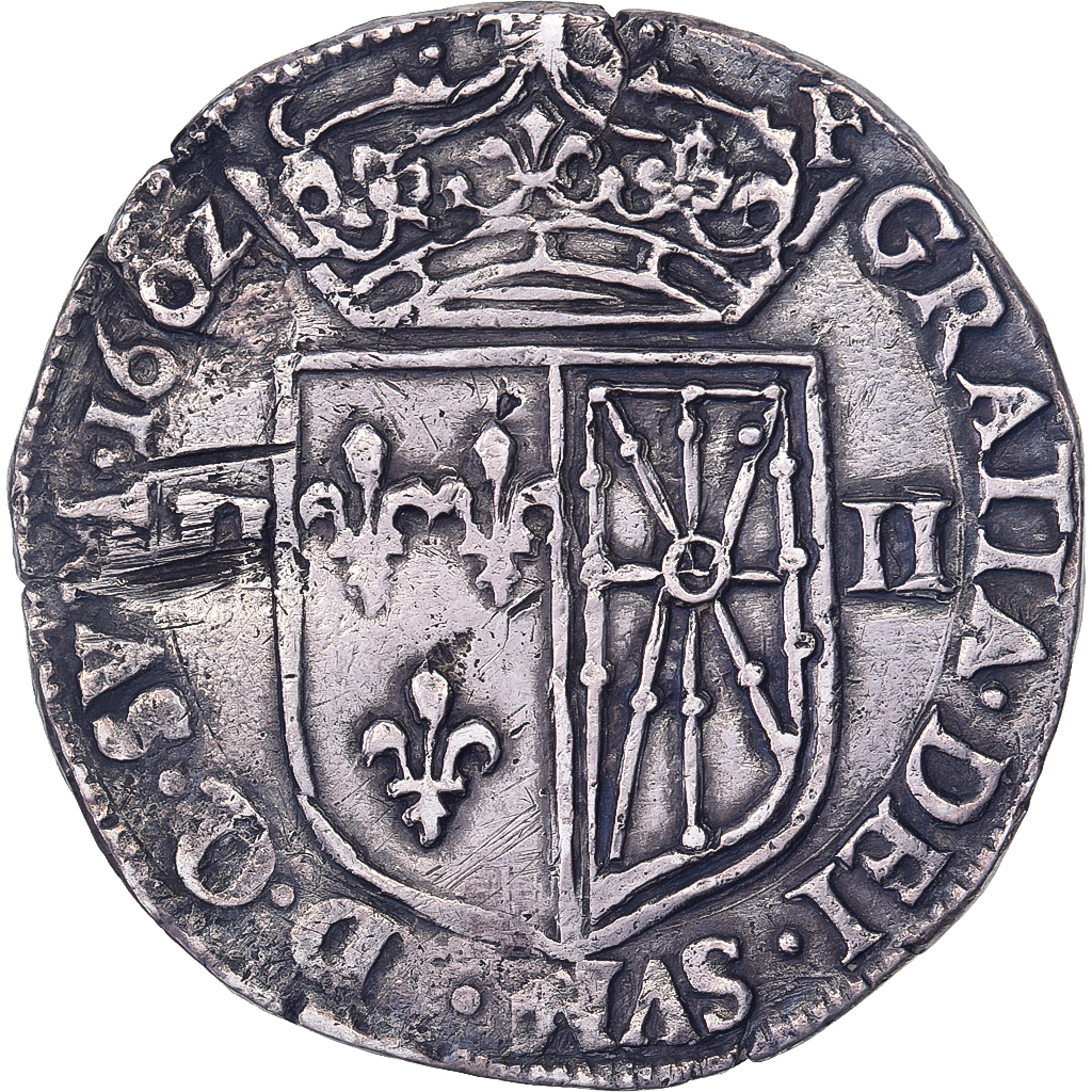 France, Henri IV, 1/4 Écu de Navarre, 1602, Saint-Palais, Silver, 