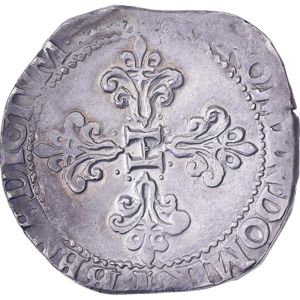 France, Henri III, Franc au Col Plat, 1580, Bordeaux, Silver, 