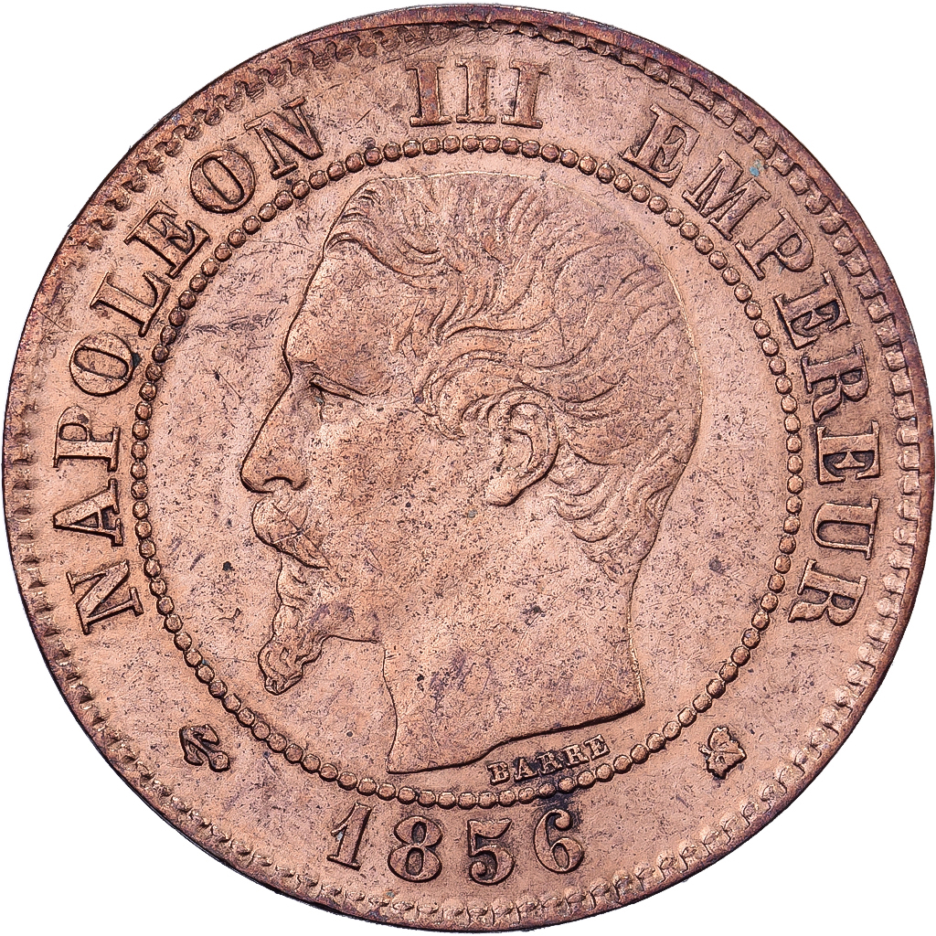 France, Napoleon III, 2 Centimes, 1856, Bordeaux, Bronze, 