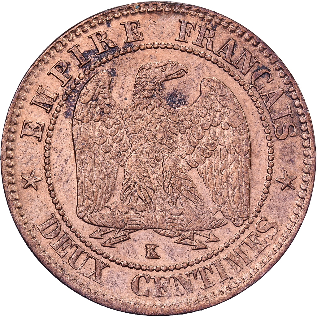 France, Napoleon III, 2 Centimes, 1856, Bordeaux, Bronze, 