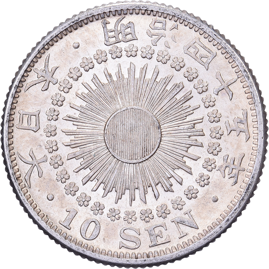 Japan, Mutsuhito, 10 Sen, Meiji Era, Yr. 45 (1912), Silver, 