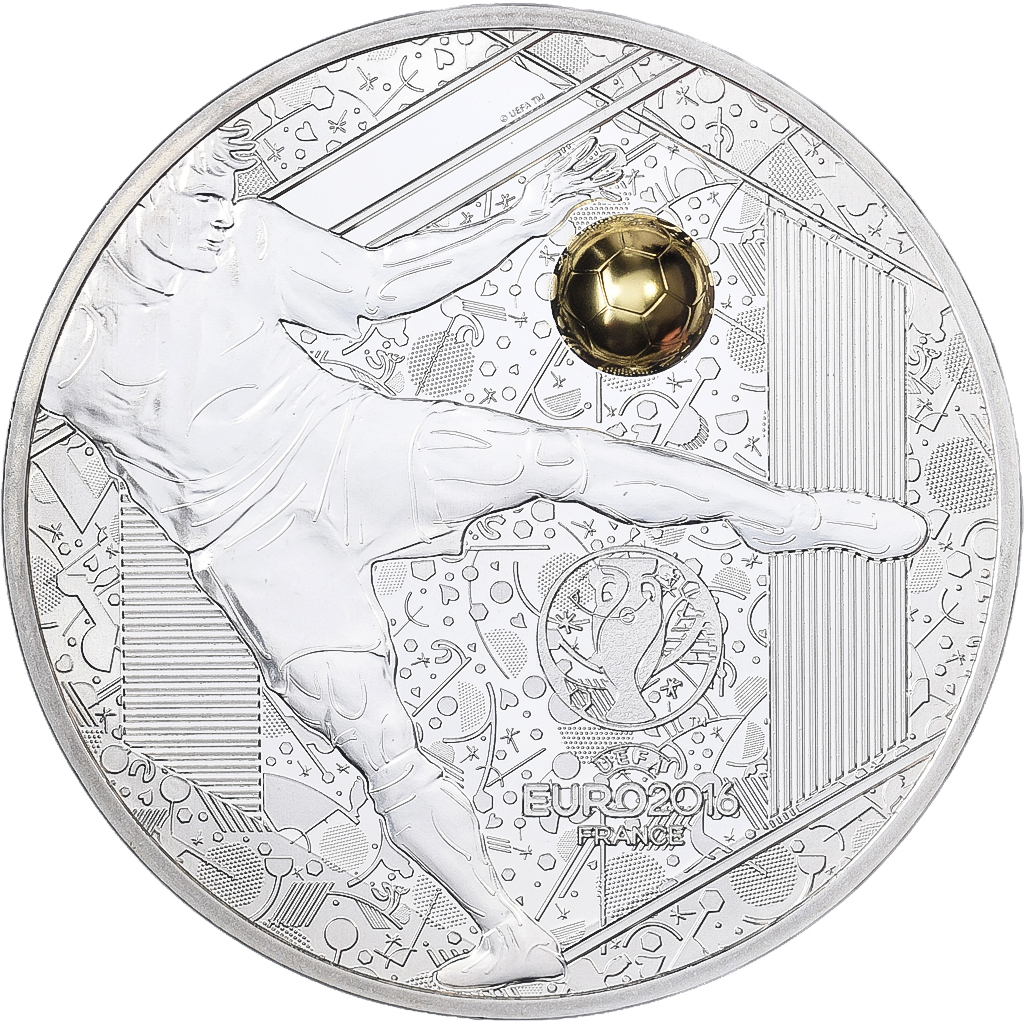 France, 10 Euro, UEFA Euro 2016, Reprise, Proof, 2016, MDP, Silver, MS(65-70)