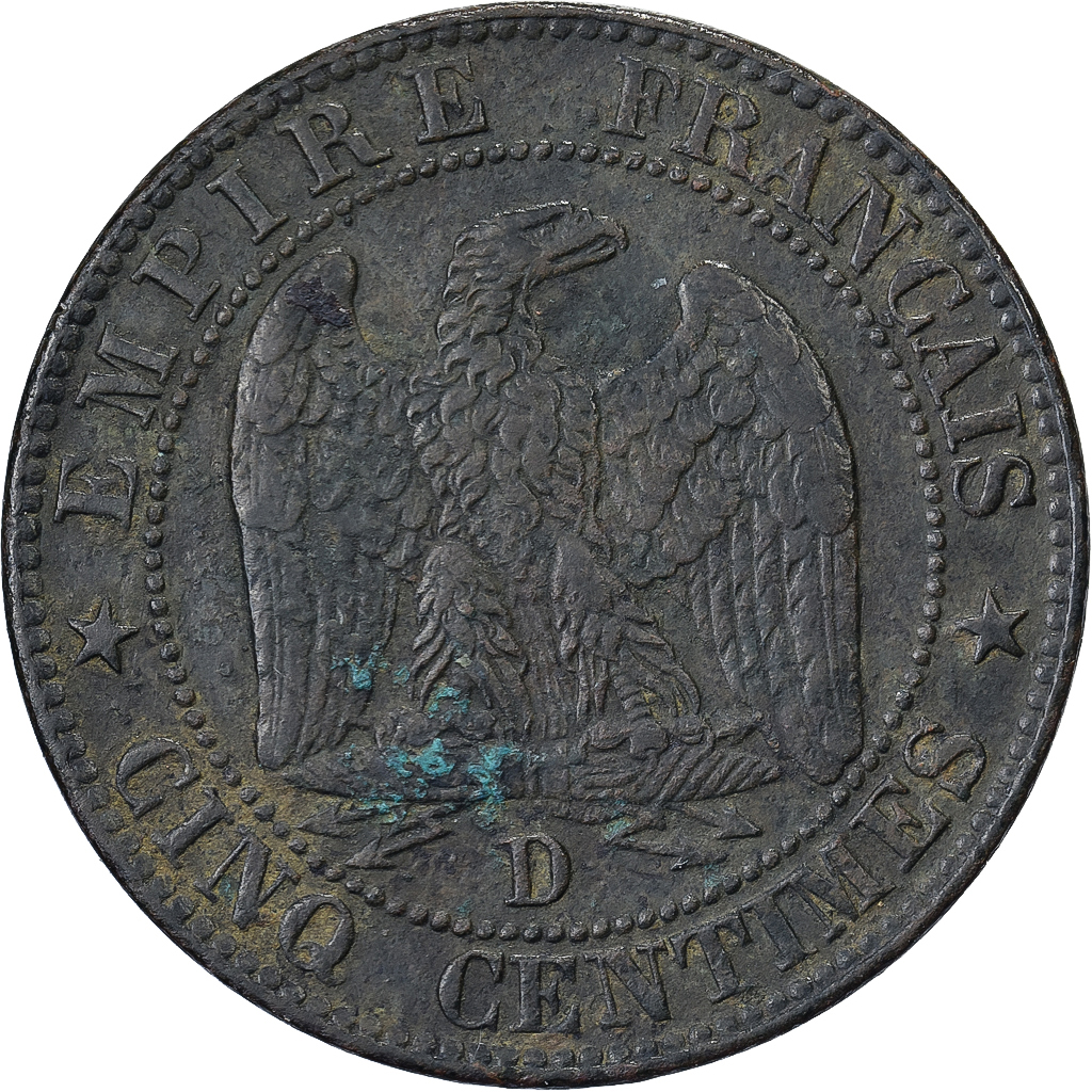 France, Napoleon III, 5 Centimes, 1853, Lyon, Bronze, , Gadoury:152