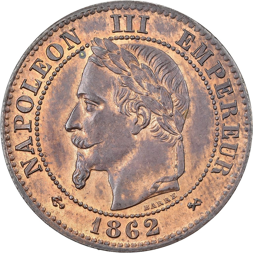 France, Napoleon III, 2 Centimes, 1862, Bordeaux, Bronze, , Gadoury:104