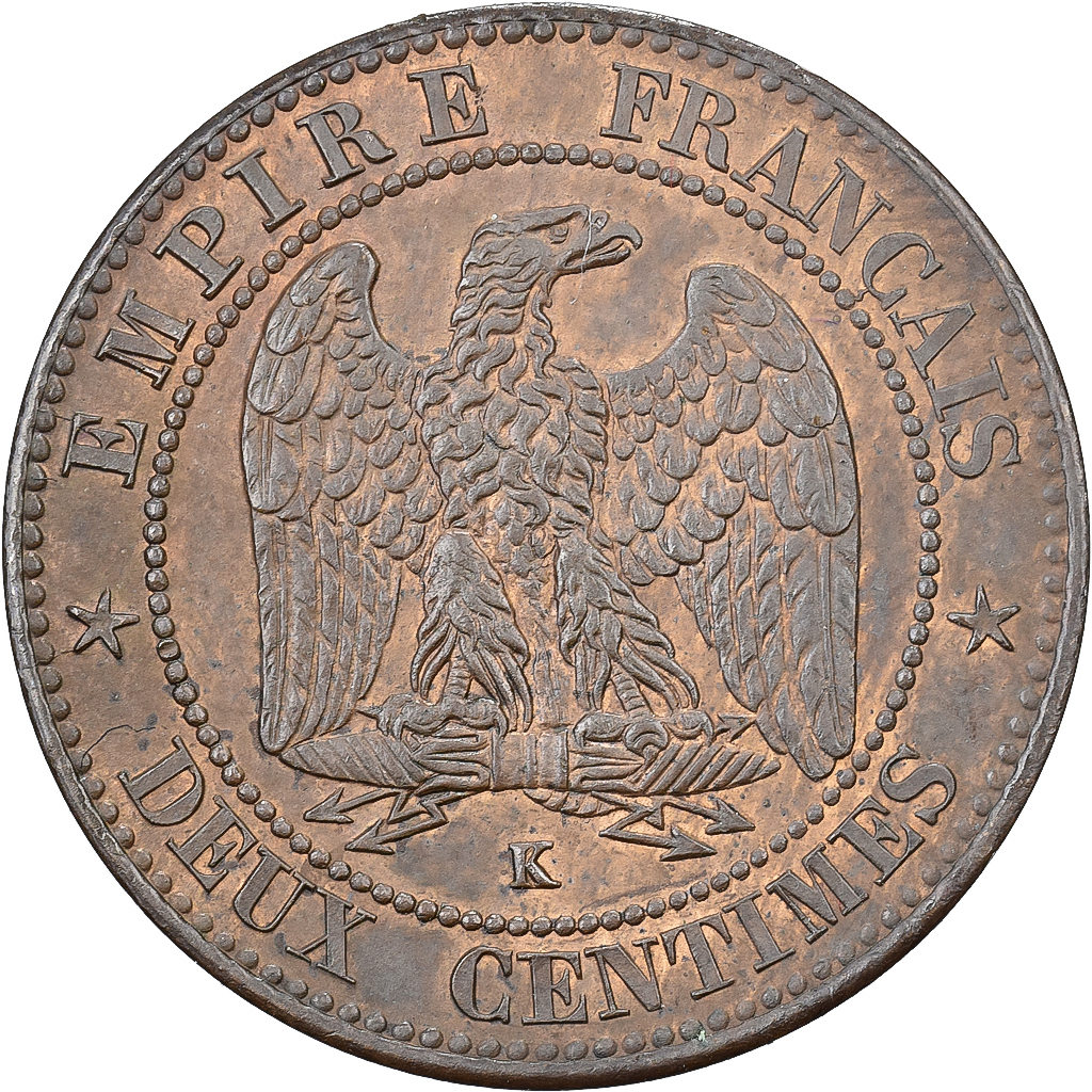 France, Napoleon III, 2 Centimes, 1862, Bordeaux, Bronze, , Gadoury:104