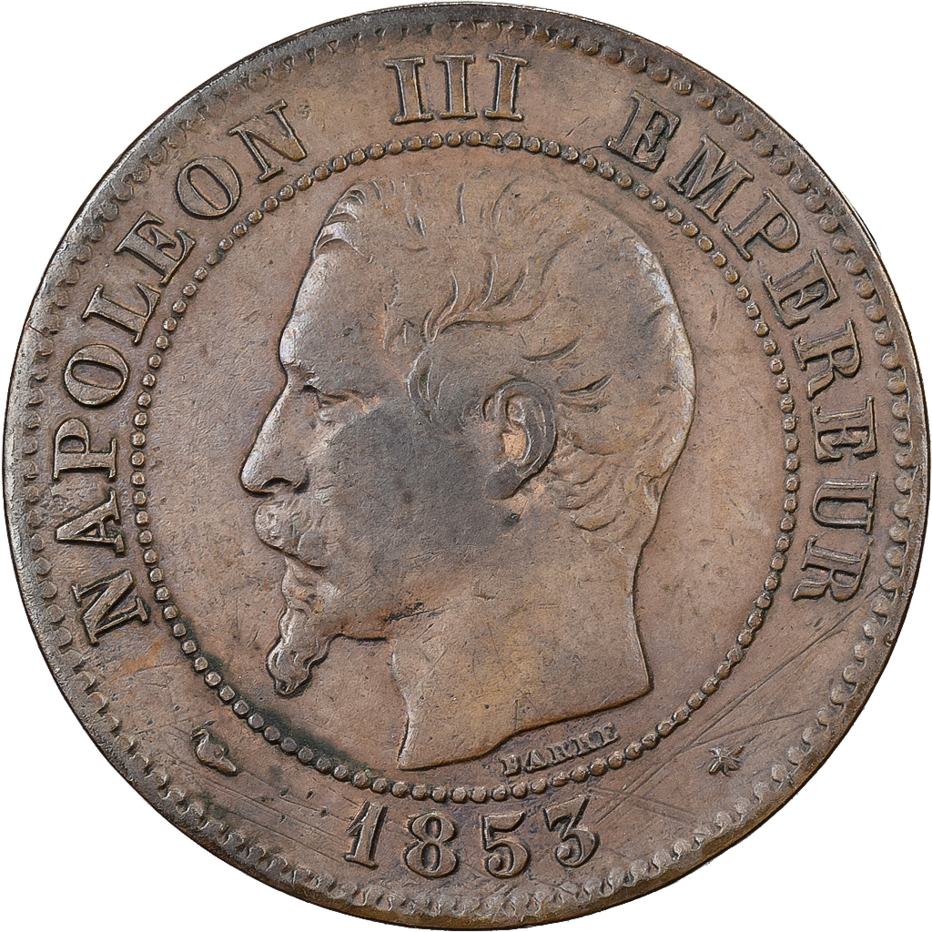 France, Napoleon III, 2 Centimes, 1853, Strasbourg, Bronze, 