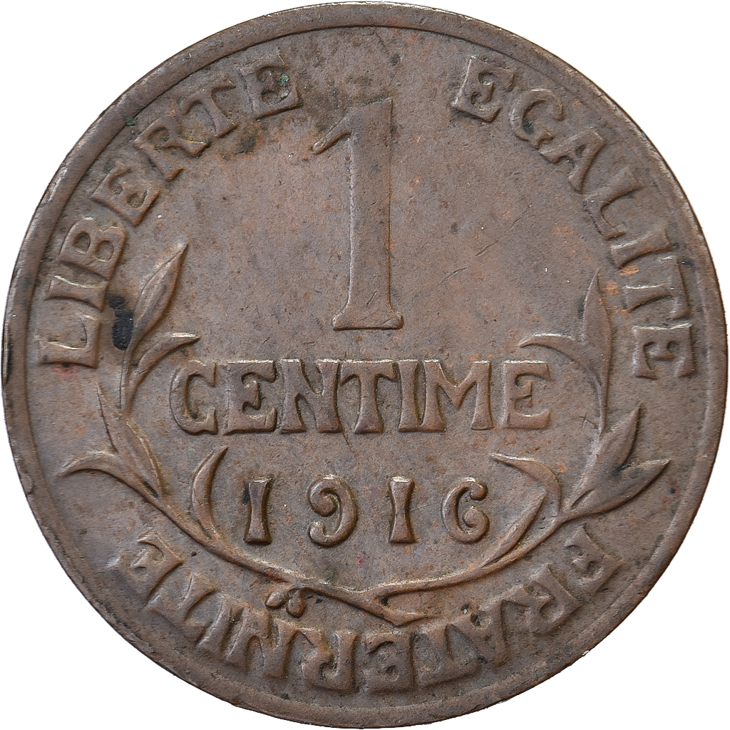France, 1 Centime, Daniel-Dupuis, 1916, Paris, Bronze, 