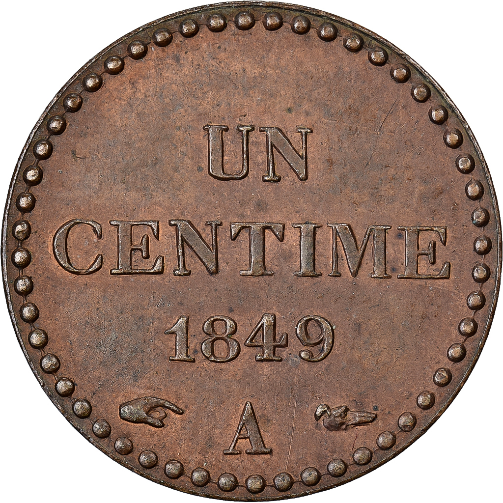 France, 1 Centime, Dupré, 1849, Paris, Copper, , Gadoury:84