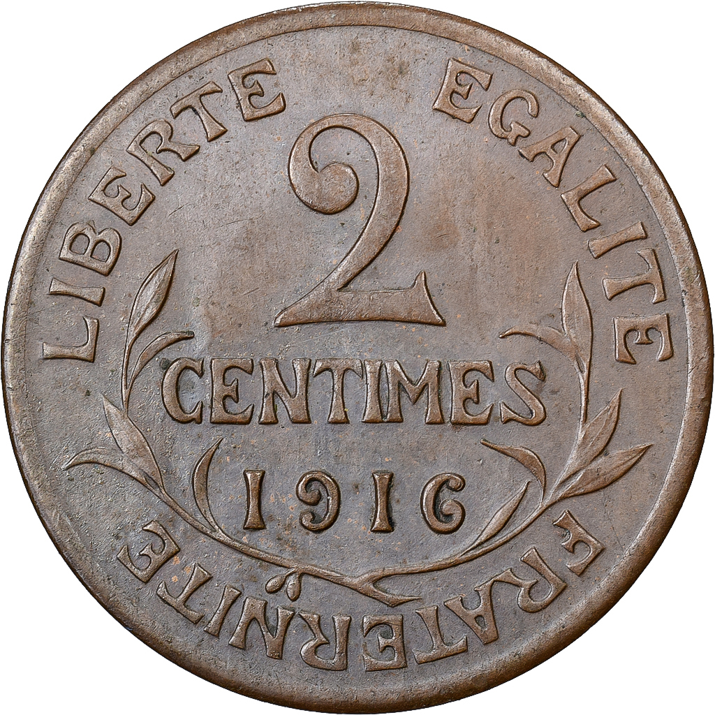 France, 2 Centimes, Daniel-Dupuis, 1916, Paris, Bronze, , Gadoury:107