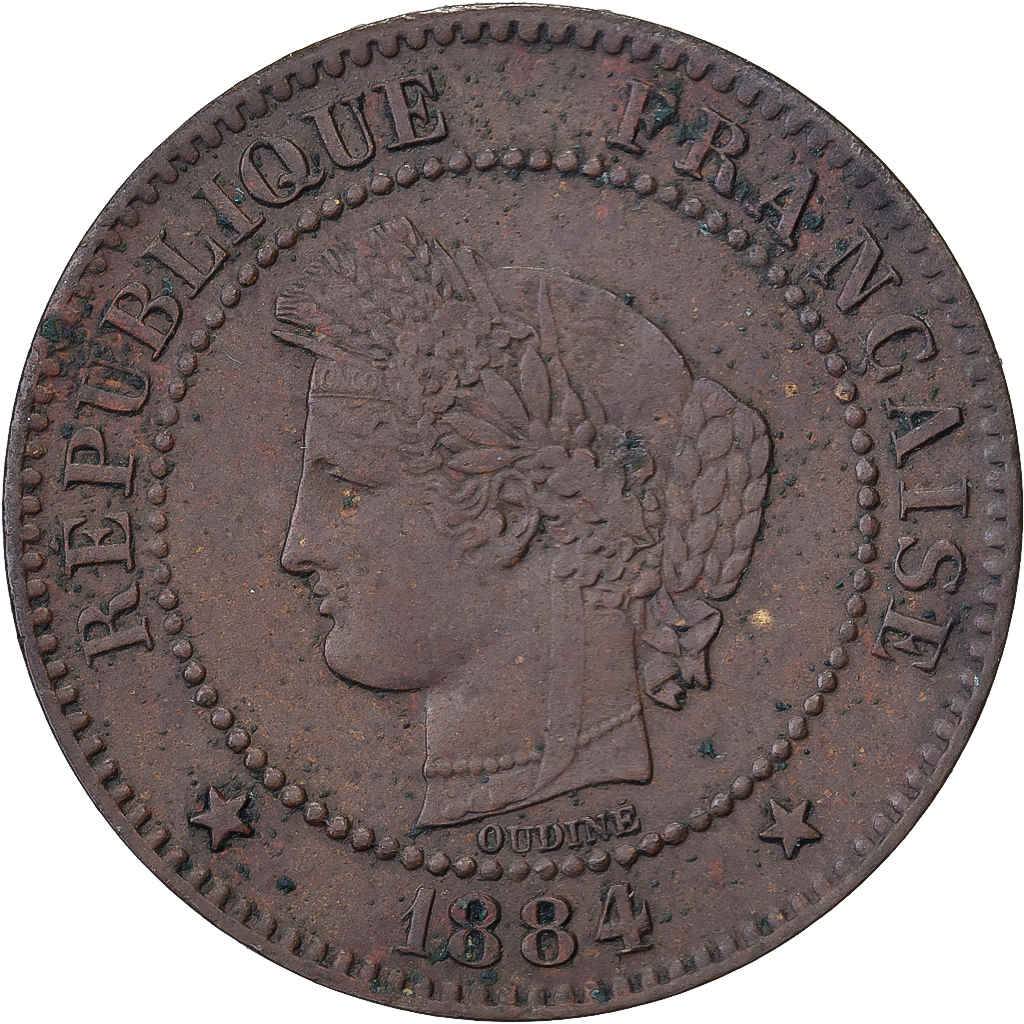 France, 2 Centimes, Cérès, 1884, Paris, Bronze, , Gadoury:105