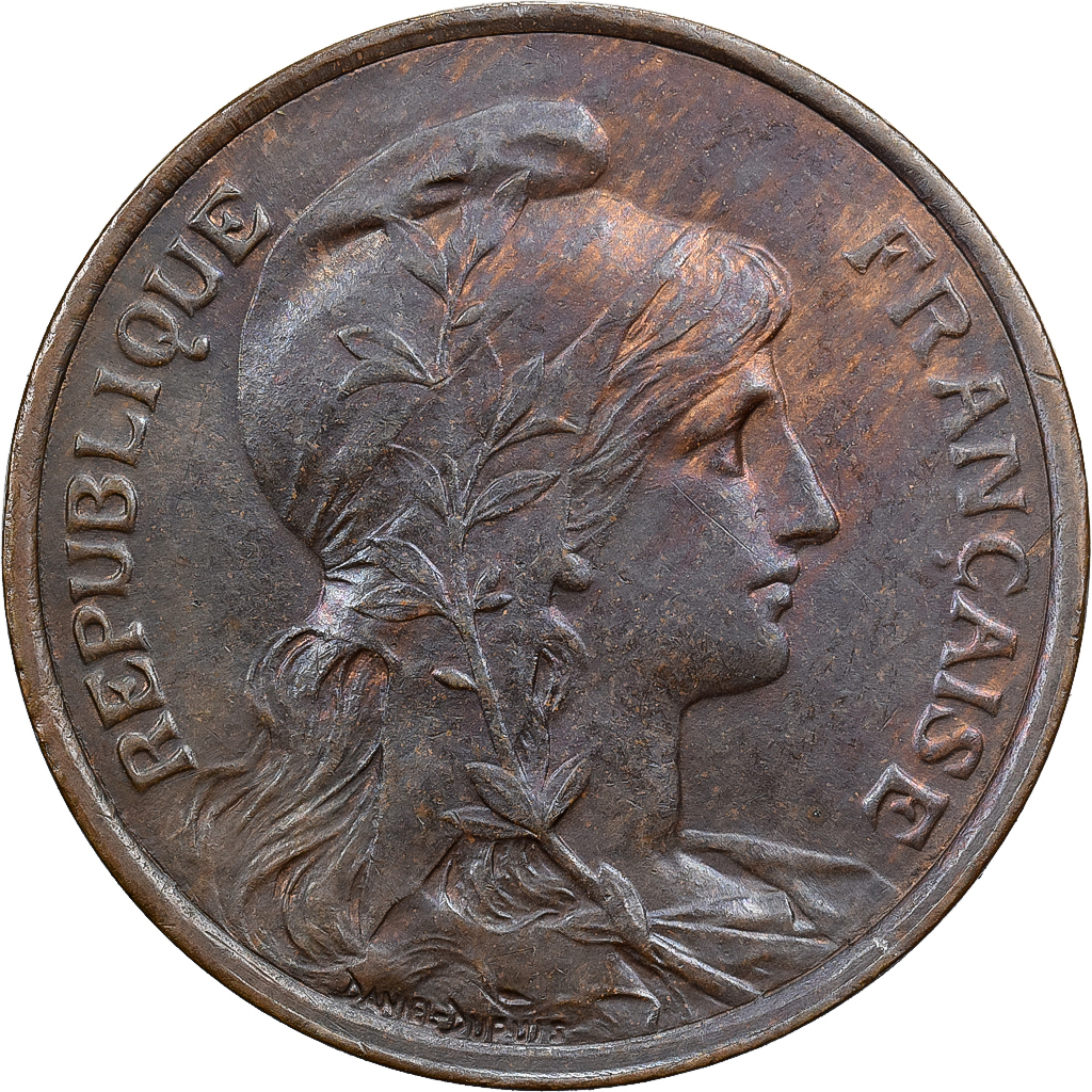 France, 5 Centimes, Daniel-Dupuis, 1917, Paris, Bronze, , Gadoury:165
