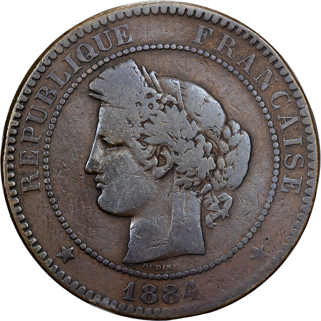France, 10 Centimes, Cérès, 1884, Paris, Bronze, , Gadoury:265a