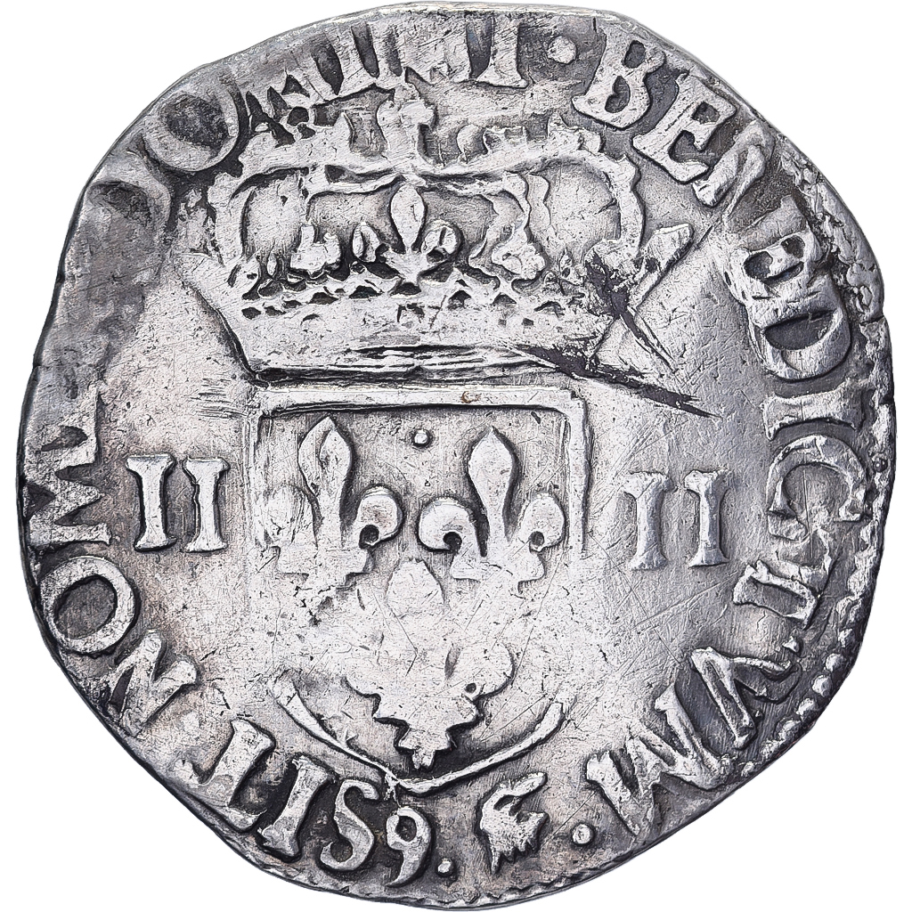 France, Henri III, 1/4 Ecu, 1588, Rennes, Silver, VF, Gadoury:494