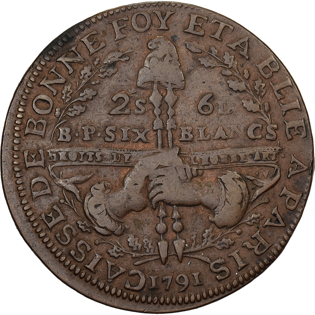 France, 2 Sols 6 Deniers, 1791 / AN 3, Paris, Copper, 