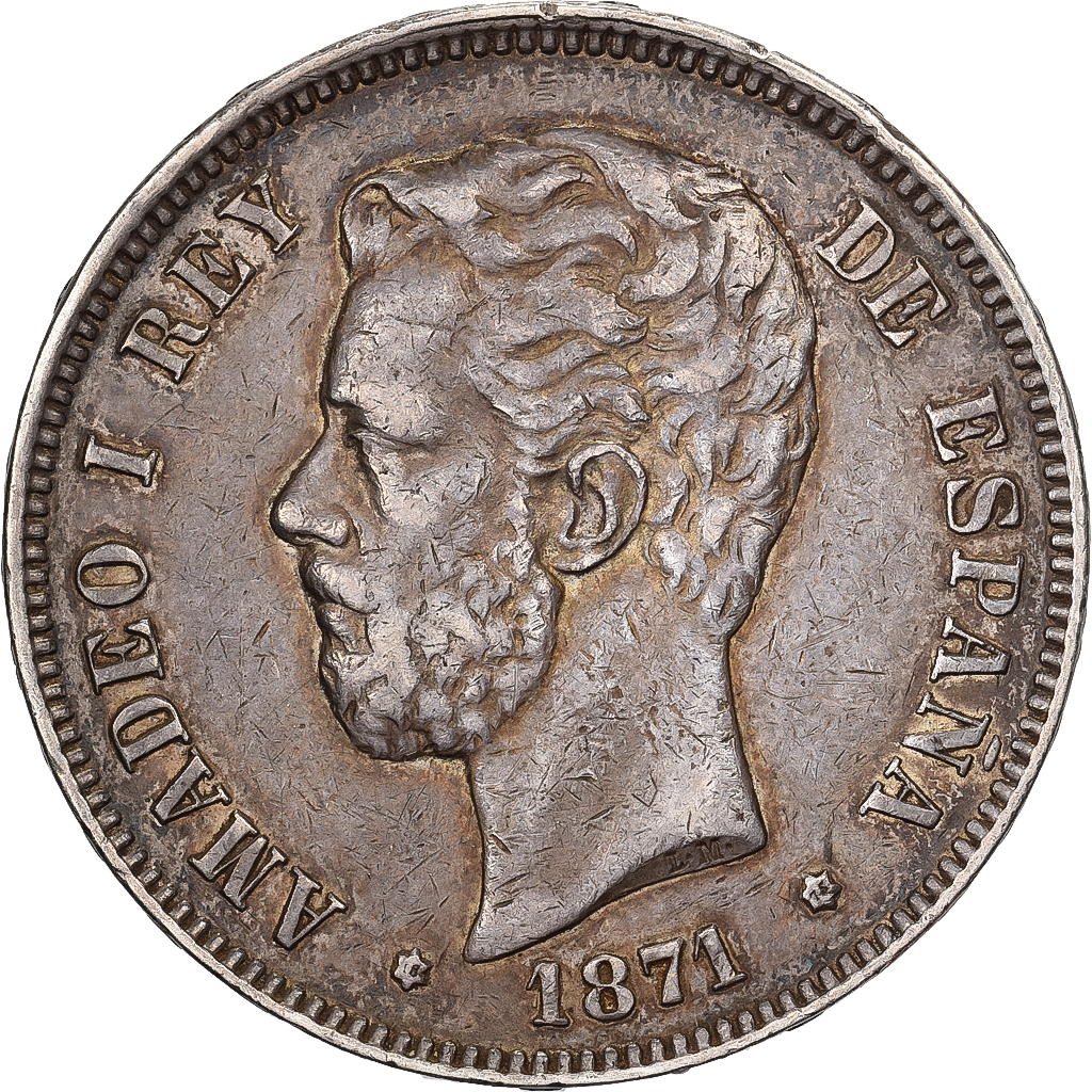 Spain, Amadeo I, 5 Pesetas, 1875, Madrid, Silver, 