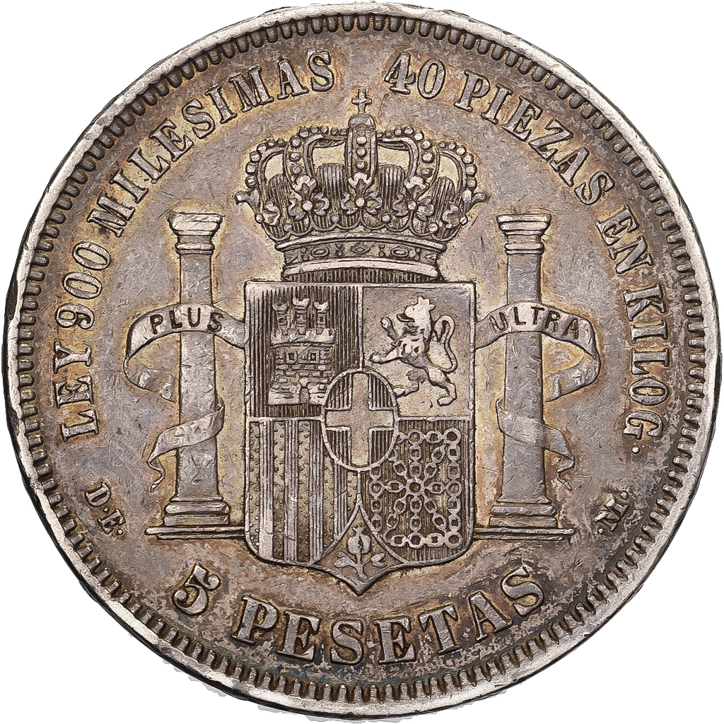 Spain, Amadeo I, 5 Pesetas, 1875, Madrid, Silver, 