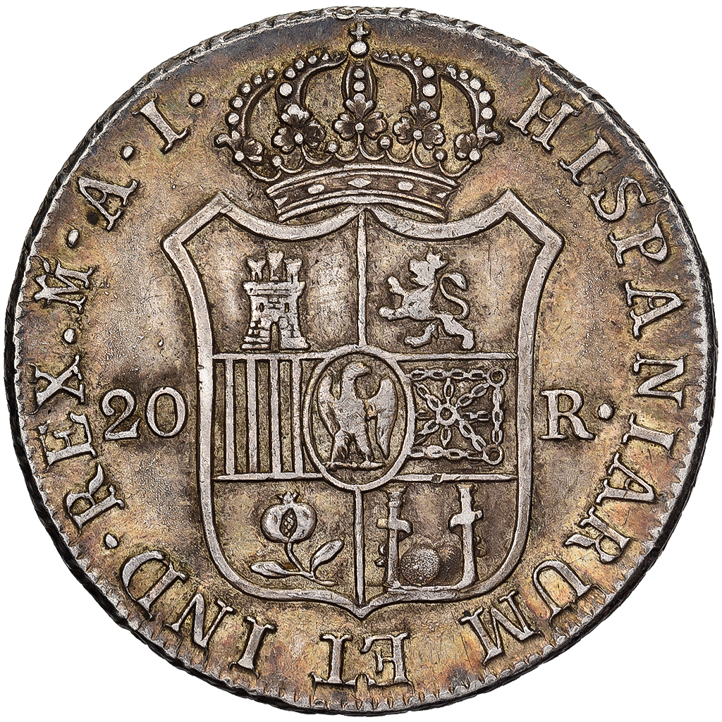 Spain, José I Bonaparte, 20 Réales, 1810, Madrid, Silver, 