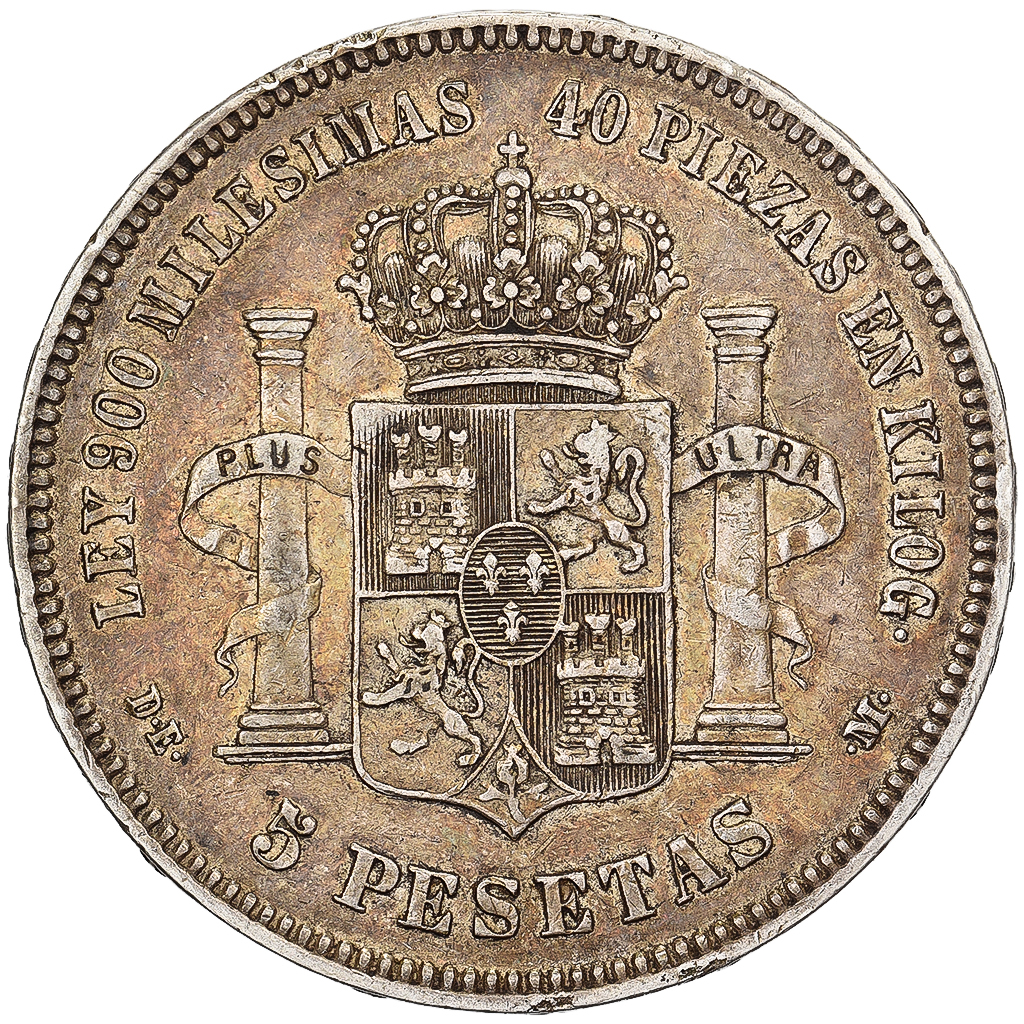 Spain, Alfonso XII, 5 Pesetas, 1876, Madrid, Silver, 