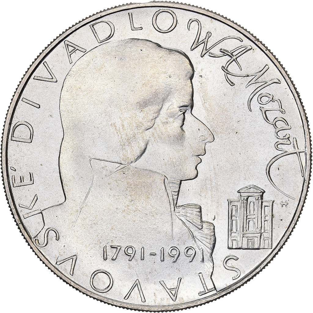 Czechoslovakia, 100 Korun, Wolfgang Amadeus Mozart, 1991, Silver, 
