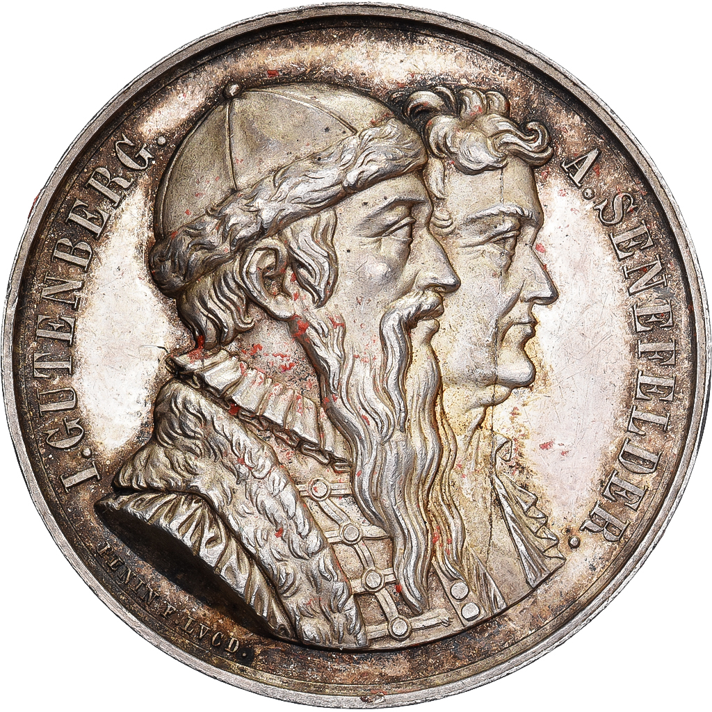 France, Token, Société des Imprimeurs de Lyon, 1840, Silver, MS(60-62)