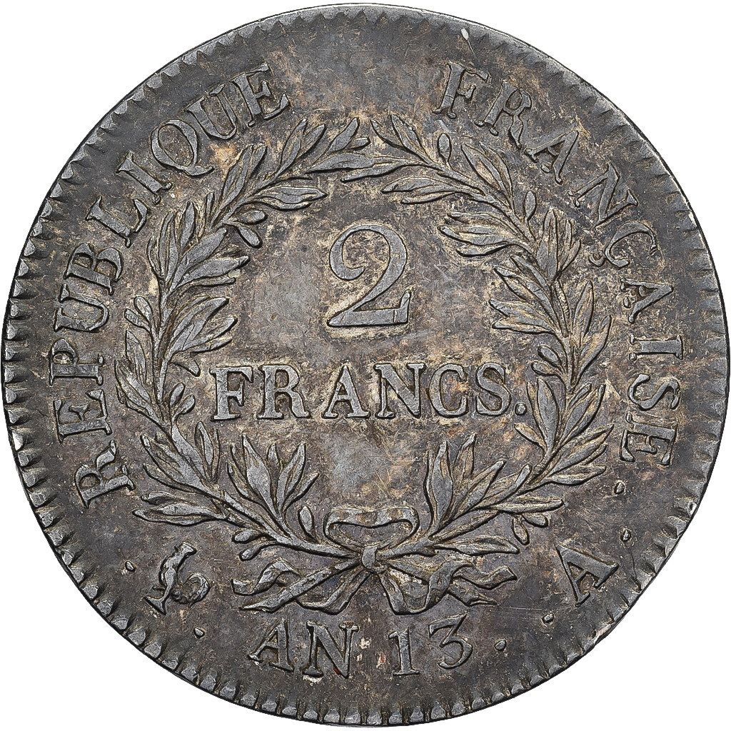 France, Napoleon I, 2 Francs, AN 13, Paris, Silver, AU, Gadoury:495