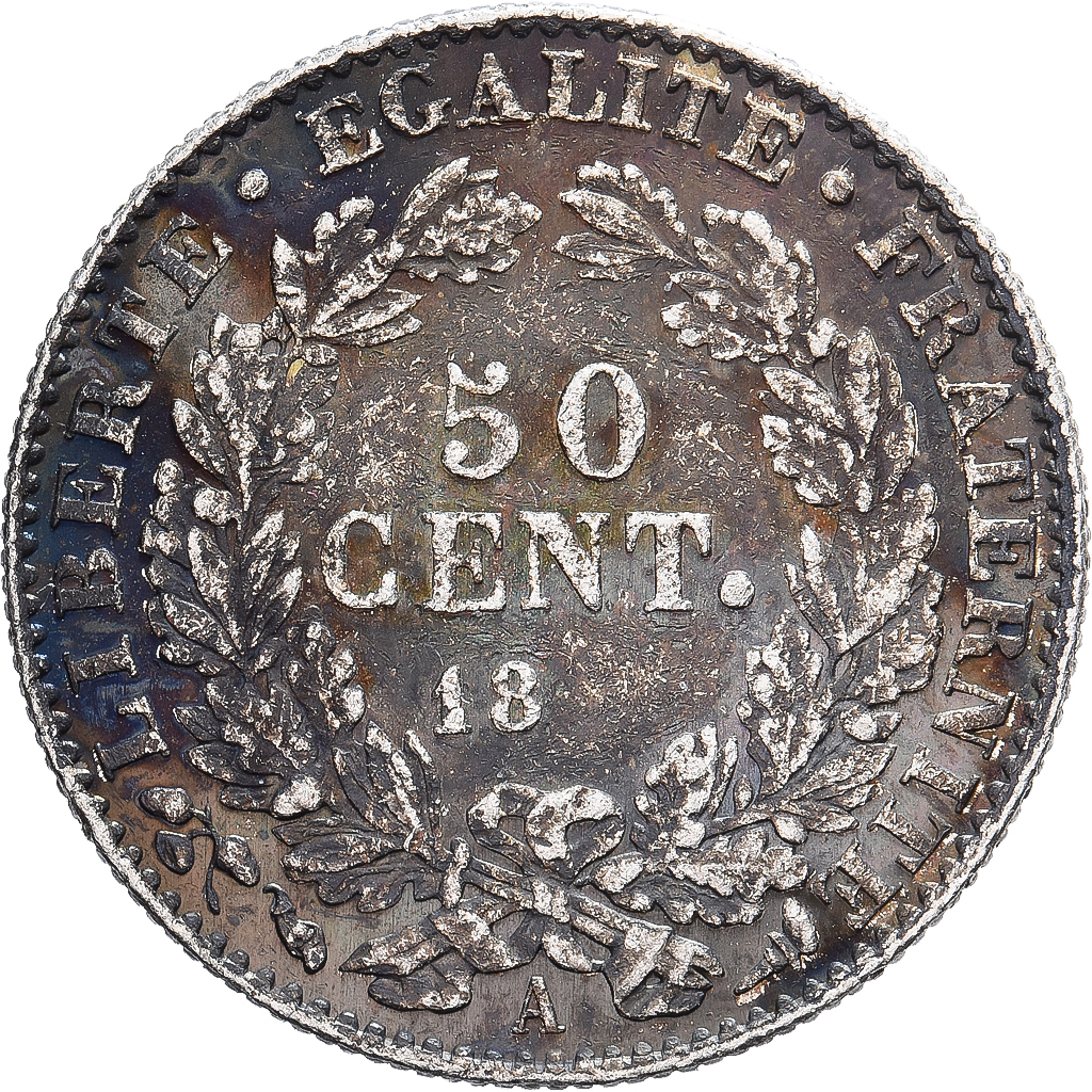 France, 50 Centimes, Cérès, 18-- (1896), Paris, Specimen, Silver, AU