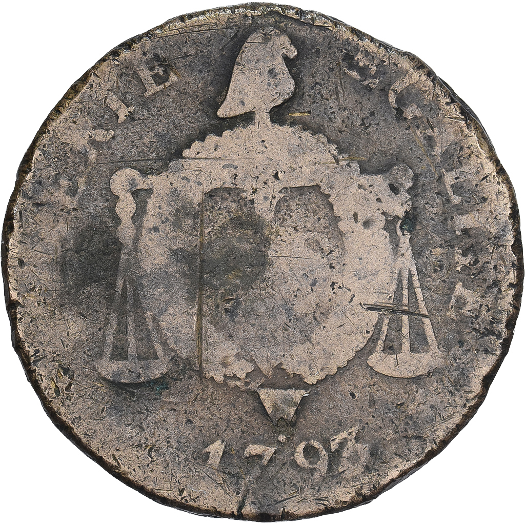 Frankrijk, 2 sols à la Balance, 1793 / AN II, Arras, Bronzen, ZG