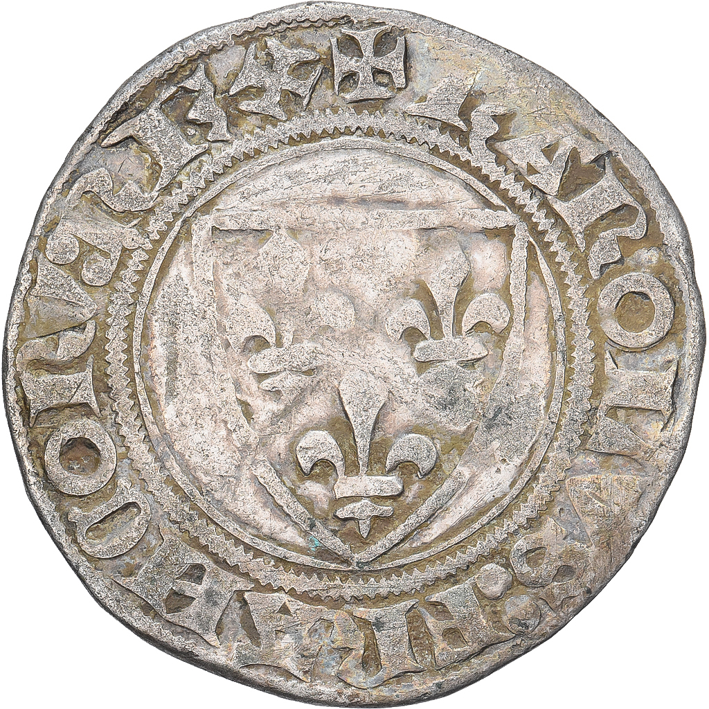 France, Charles VI, Blanc Guénar, 1389-1422, Paris, Billon, VF(30-35)