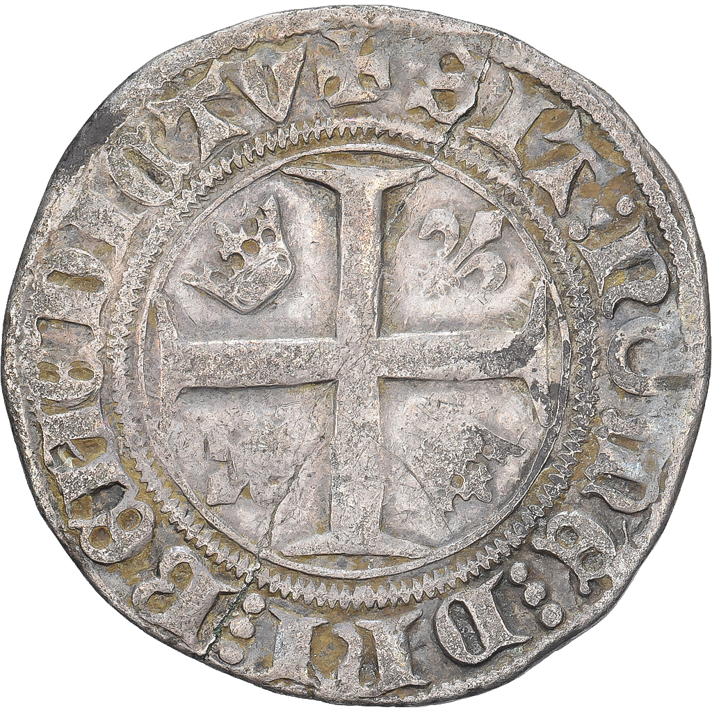 France, Charles VI, Blanc Guénar, 1389-1422, Paris, Billon, VF(30-35)