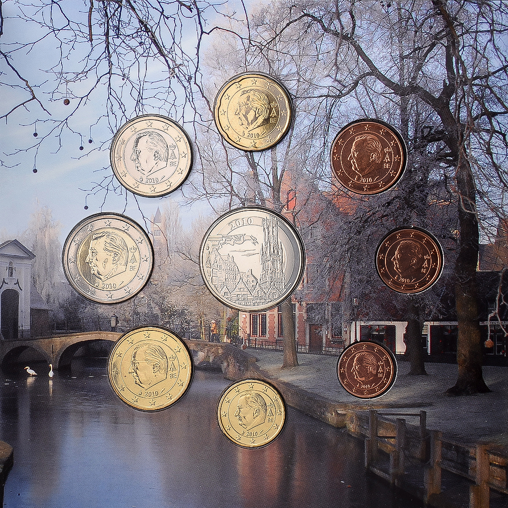 Belgium, Set 1 ct. - 2 Euro + Token, Bruges Historic Center, BU, 2010, Brussels