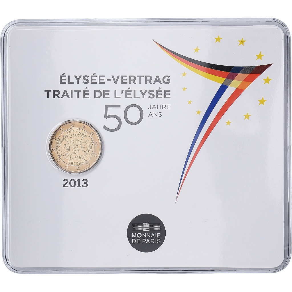 France, 2 Euro, 50 ans du traité de l'Élysée, Coin Card, BU, 2013, MDP