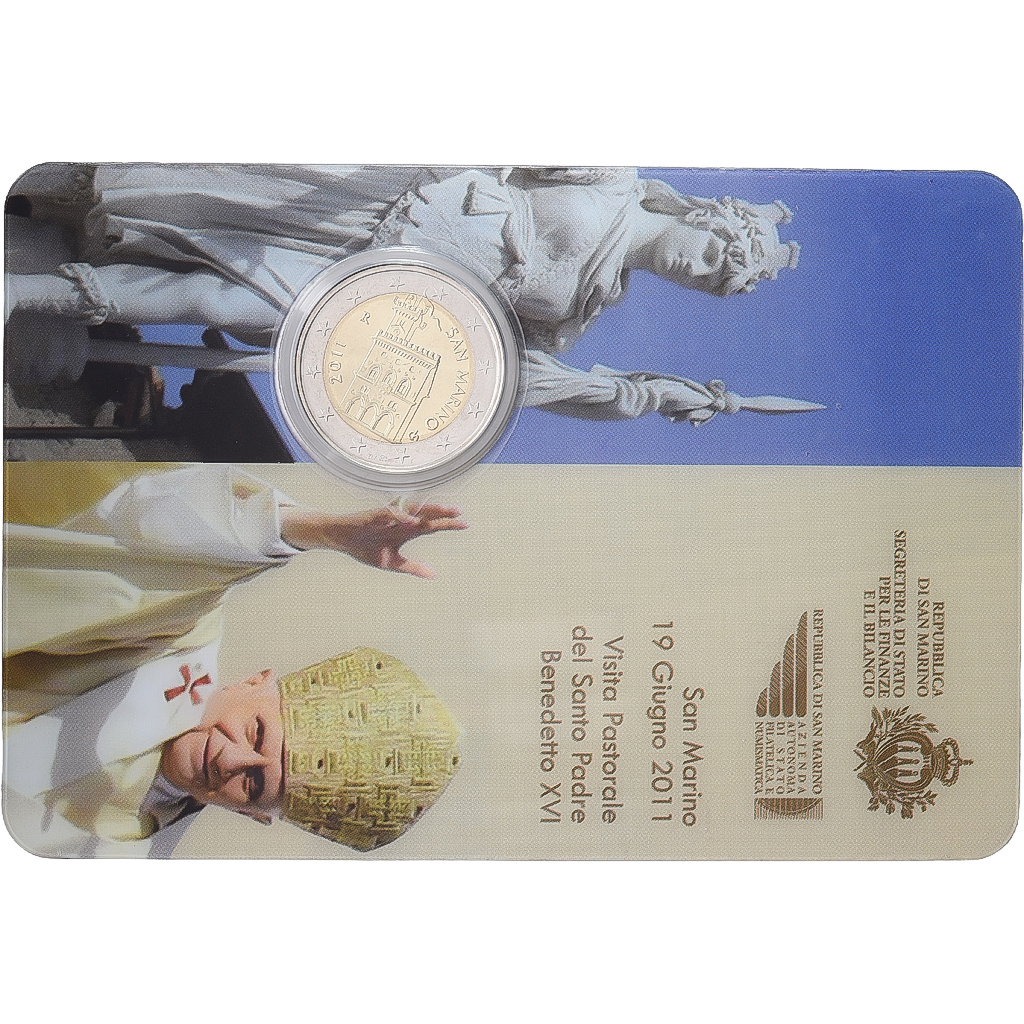 San Marino, 2 Euro, Pastoral visit, Benedict XVI, Coin Card, BU, 2011