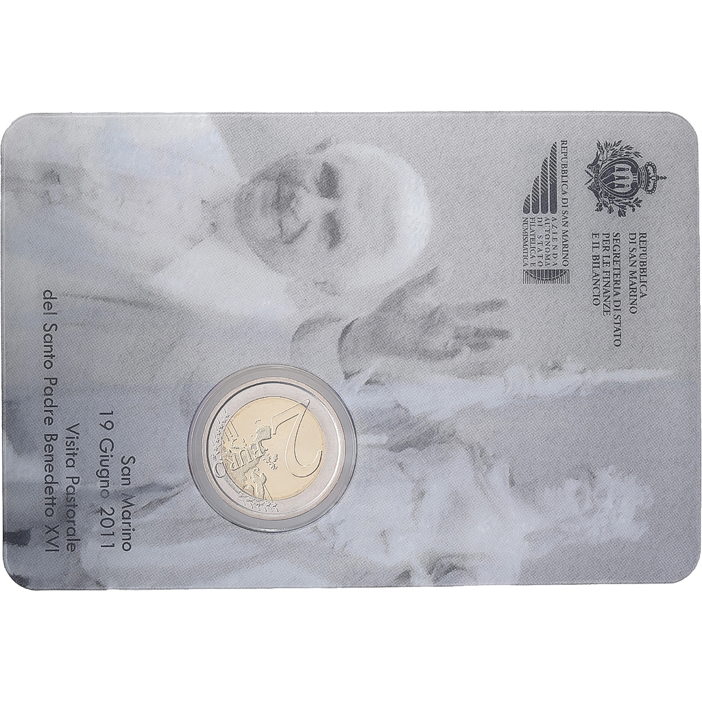 San Marino, 2 Euro, Pastoral visit, Benedict XVI, Coin Card, BU, 2011