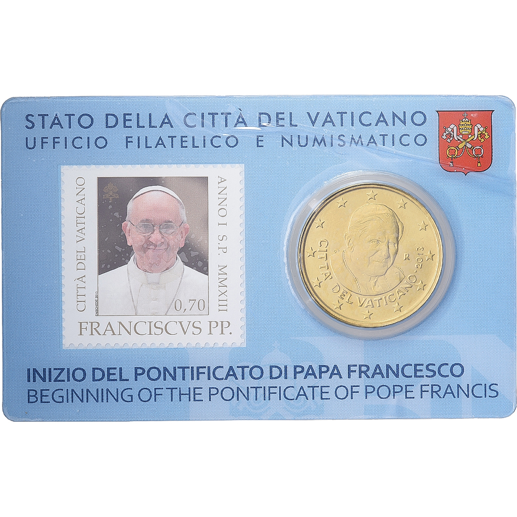Vatikanstadt, Pope Francis I, 50 Euro Cent, Stamp & coin card n°3, 2013, Nordic