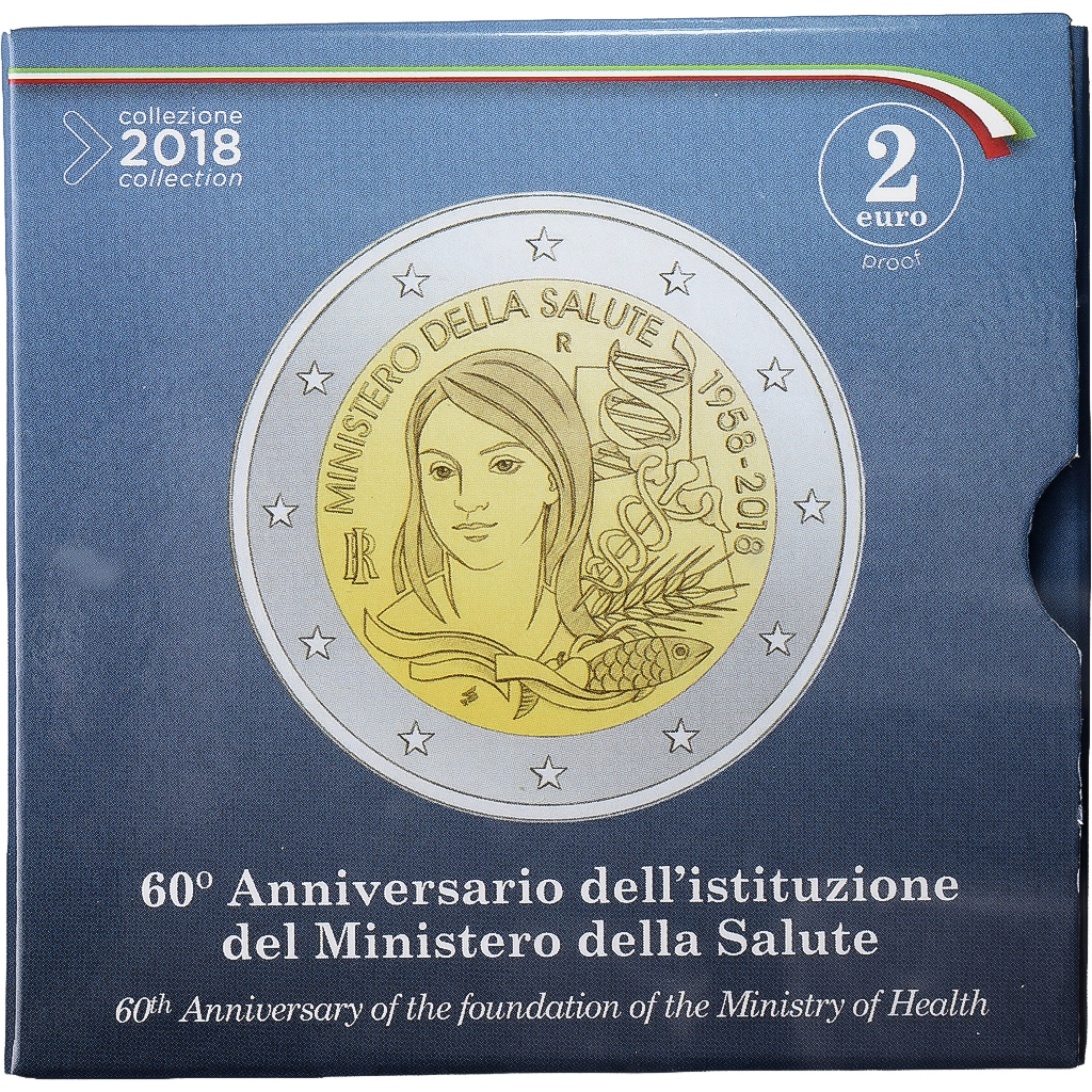 Italien, 2 Euro, 60ème anniversaire du Ministère de la santé, PP, 2018, Rome