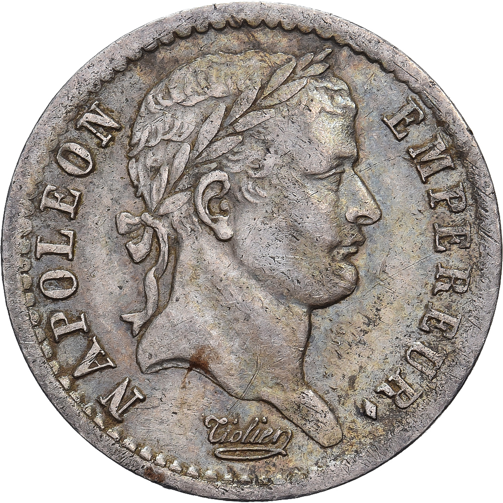 France, Napoleon I, 1/2 Franc, 1808, Paris, Silver, AU, Gadoury:398
