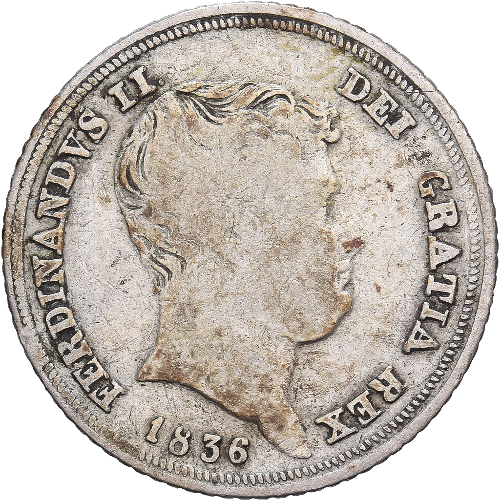 Kingdom of the Two Sicilies, Ferdinando II, 10 Grana, 1836, Naples, Silver