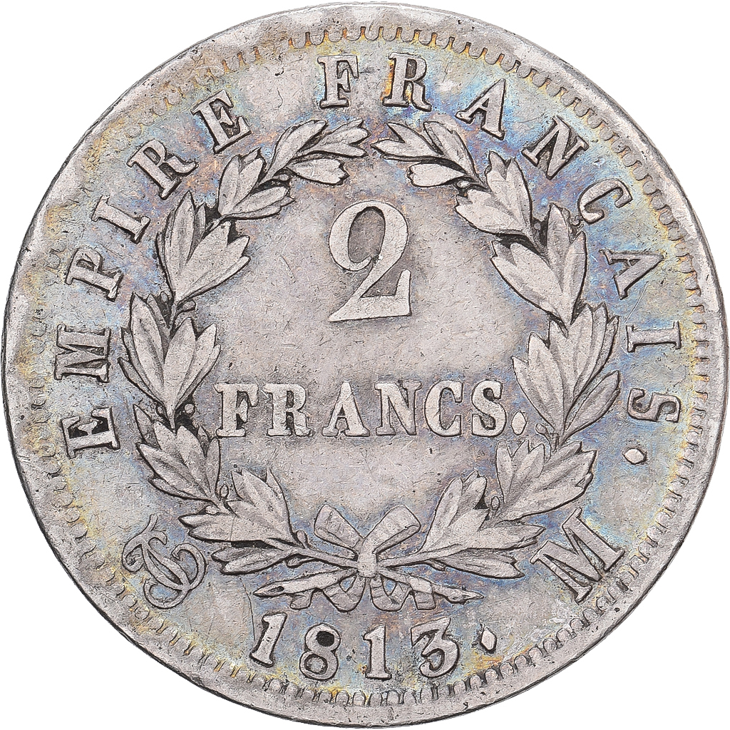 France, Napoleon I, 2 Francs, 1813, Toulouse, Silver, VF