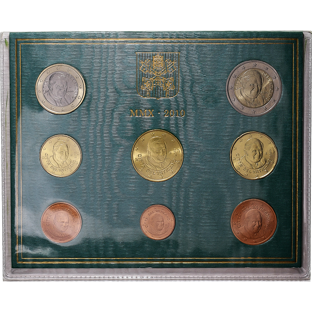 Vatikan, Benedict XVI, 1 Cent to 2 Euro, BU, 2010, Rome, STGL